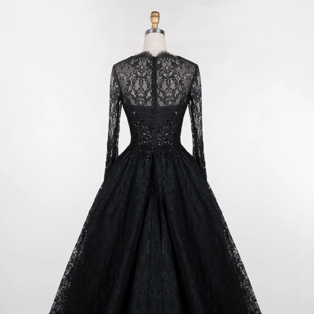 Black Gothic Off-Shoulder Lace Long Sleeves Wedding Dress SW557 Sheer Fairy
