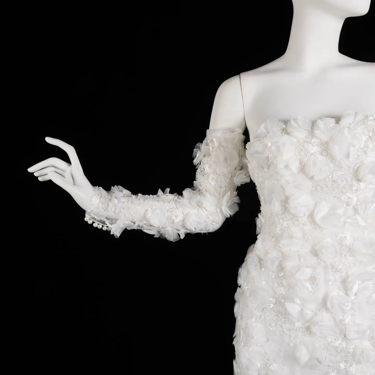 Luxury Beaded Long Sleeve Lace High Slit Wedding Dress SW085 Sheer Fairy