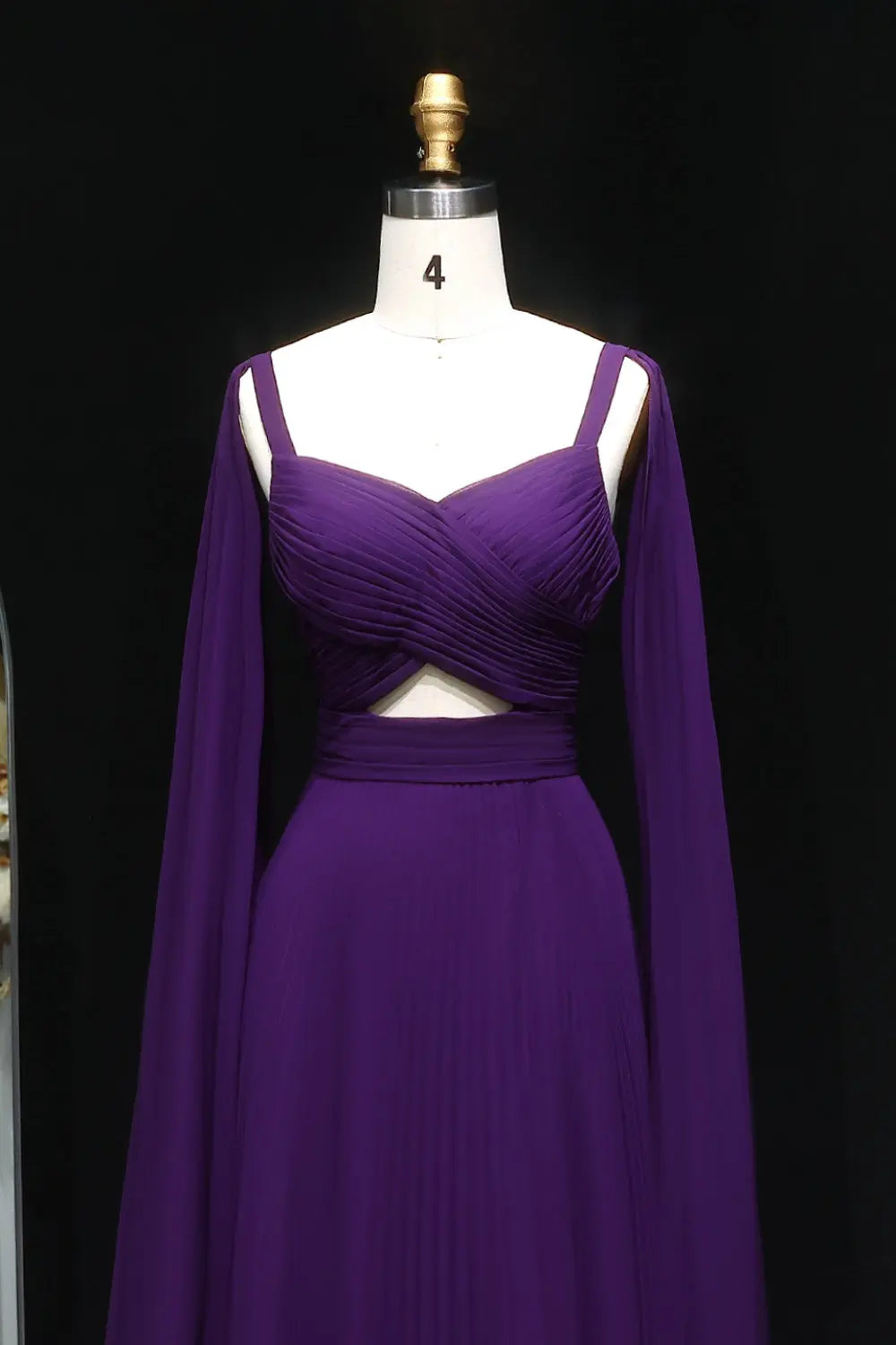 Elegant Fuchsia Chiffon Evening Dress with Cape Sleeves SF090 Sheer Fairy