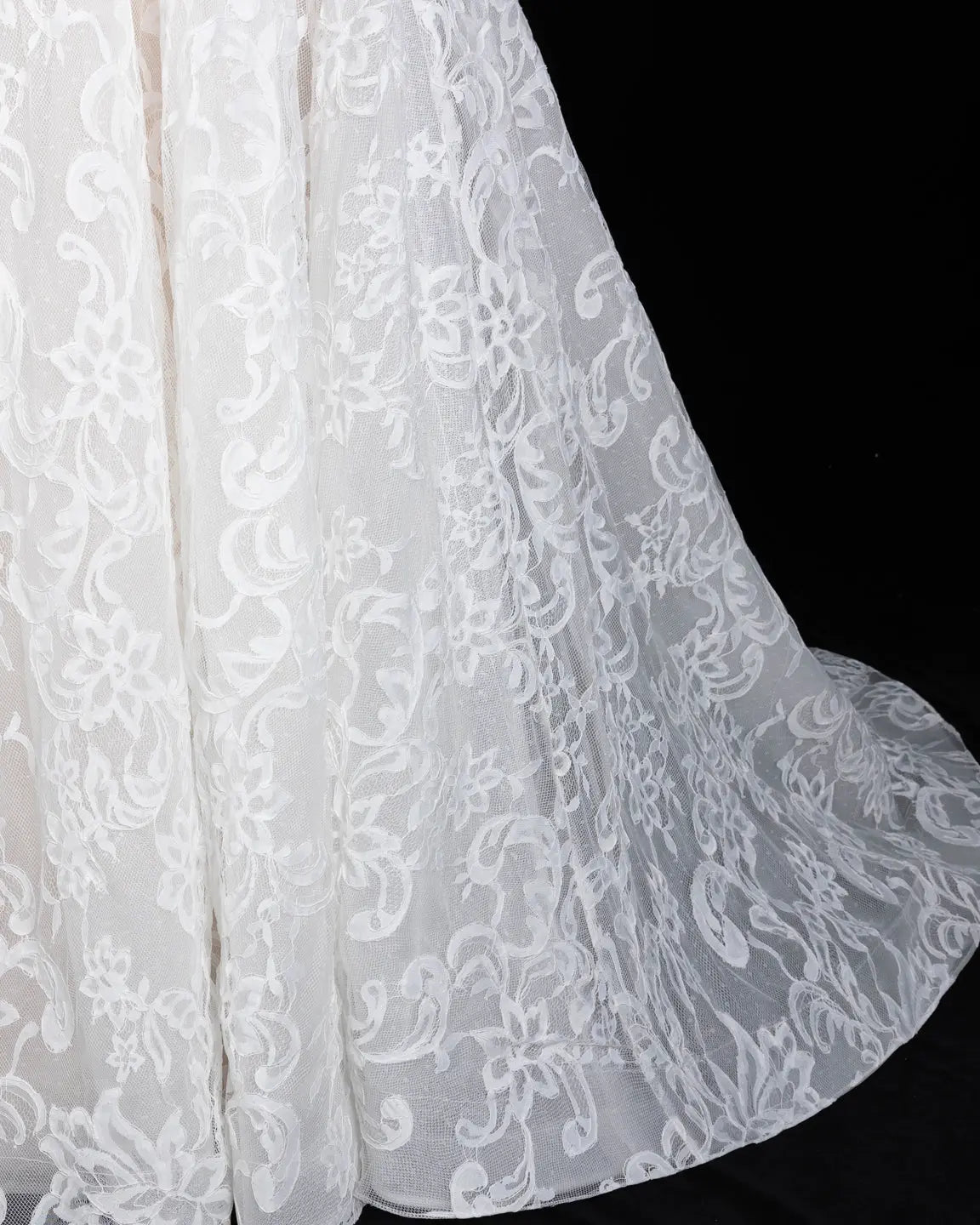 White Off Shoulder Lace Long Sleeve Wedding Gown Sheer Fairy