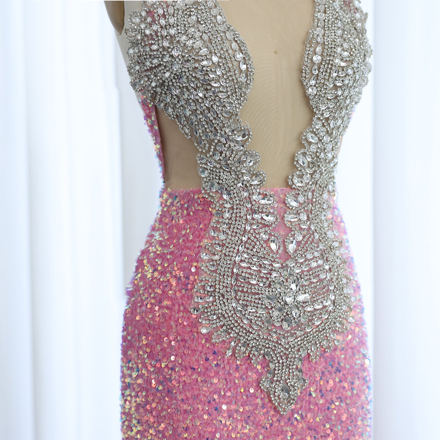 Halter Backless Sequins Crystal Mermaid Black Girls Prom Dresses