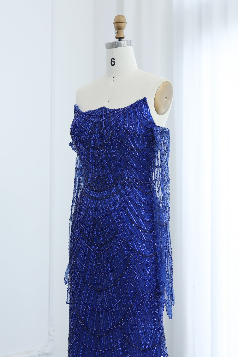 Luxury Beaded Green Mermaid Evening Dress with Gloves SS606 Sheer Fairy