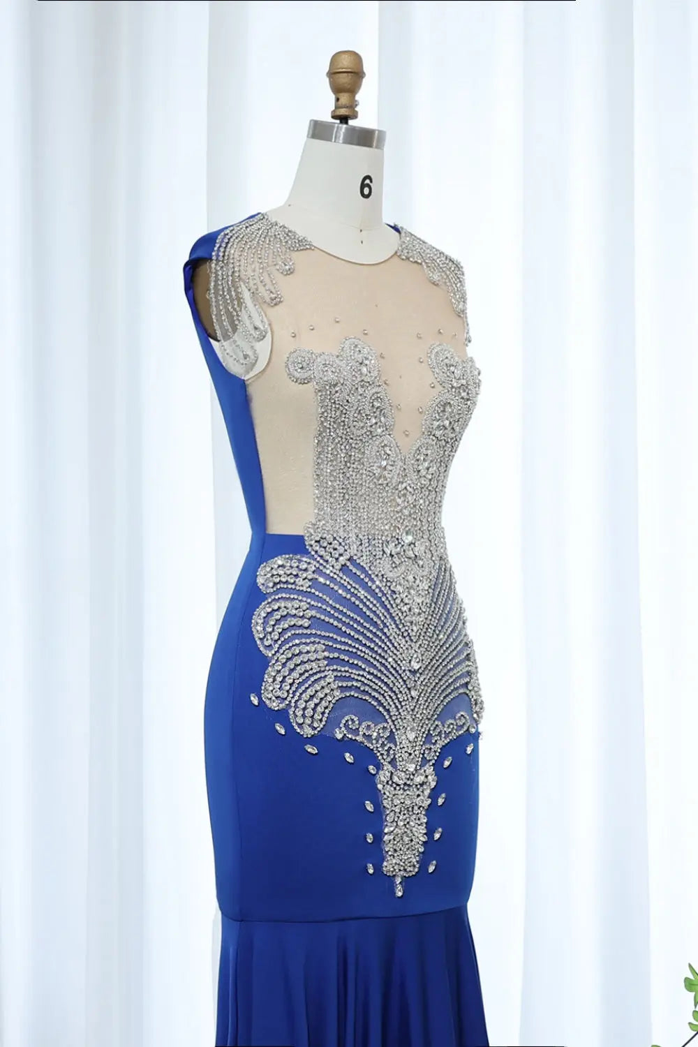 Crystal High Neck Rhinestone Mermaid Prom Dress SH017 Sheer Fairy