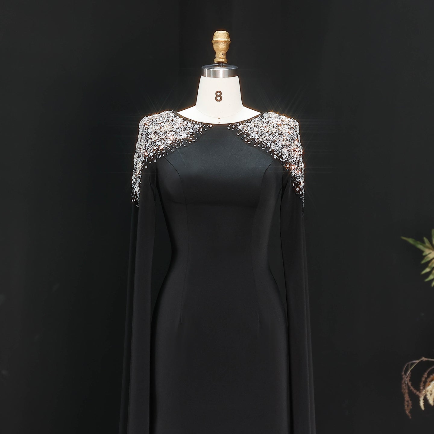 Elegant White Mermaid Evening Dress with Cape Sleeves SF280 Sheer Fairy