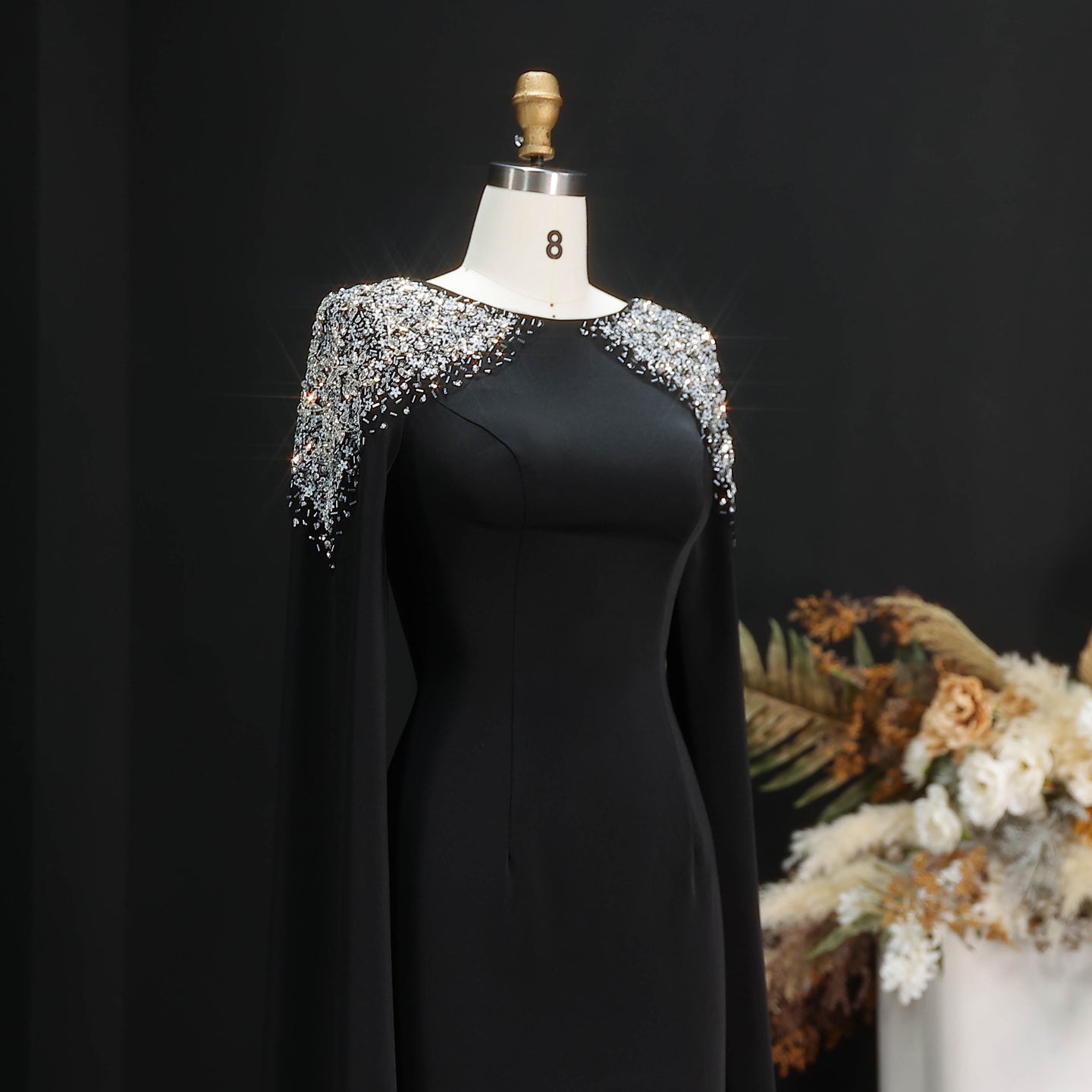 Elegant White Mermaid Evening Dress with Cape Sleeves SF280 Sheer Fairy