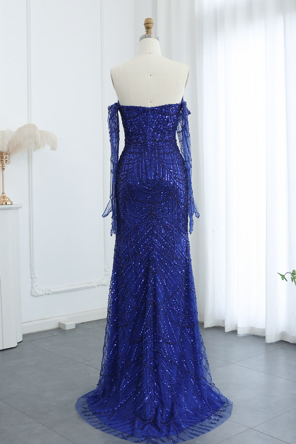 Luxury Beaded Green Mermaid Evening Dress with Gloves SS606 Sheer Fairy