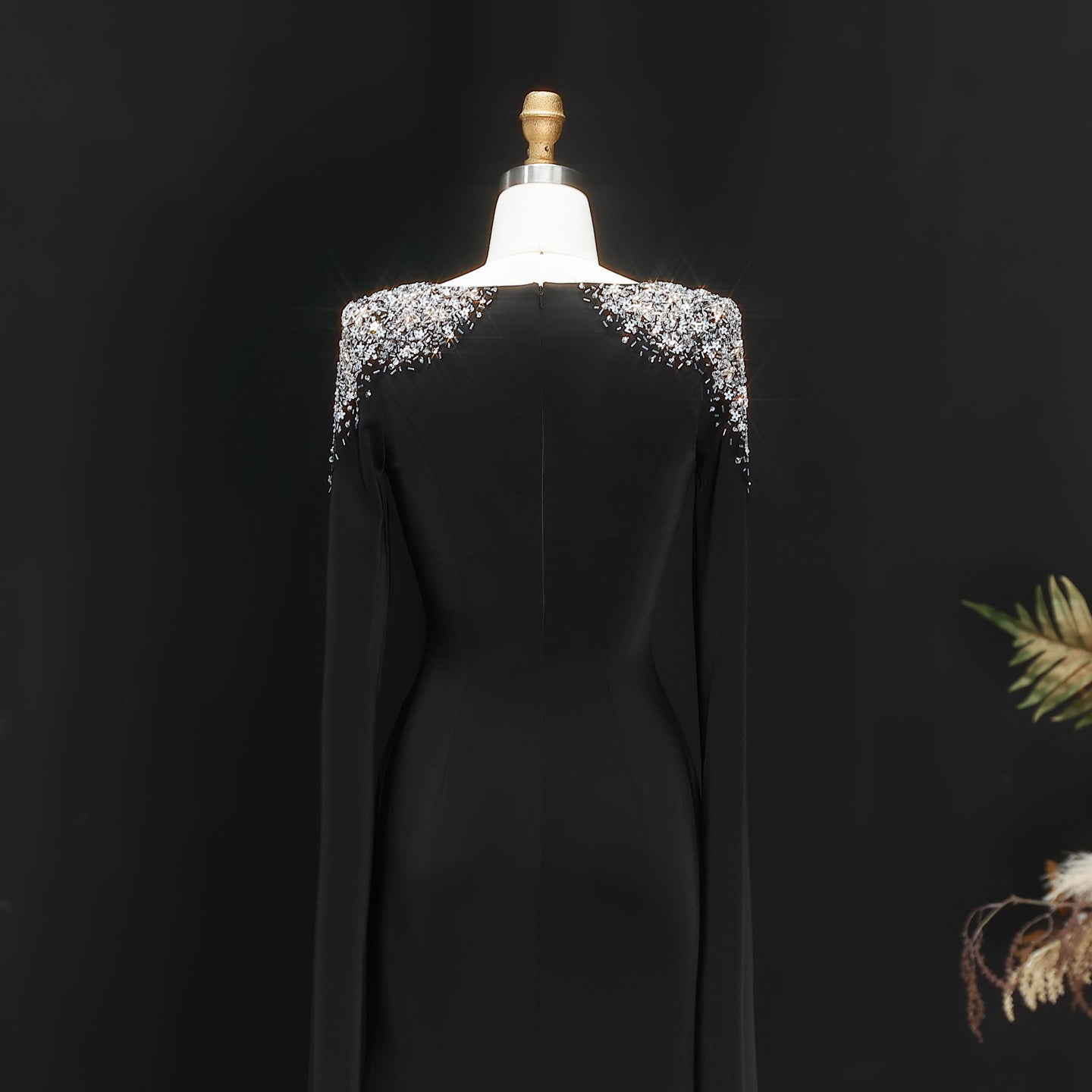 Elegant White Mermaid Evening Dress with Cape Sleeves SF280 Sheer Fairy