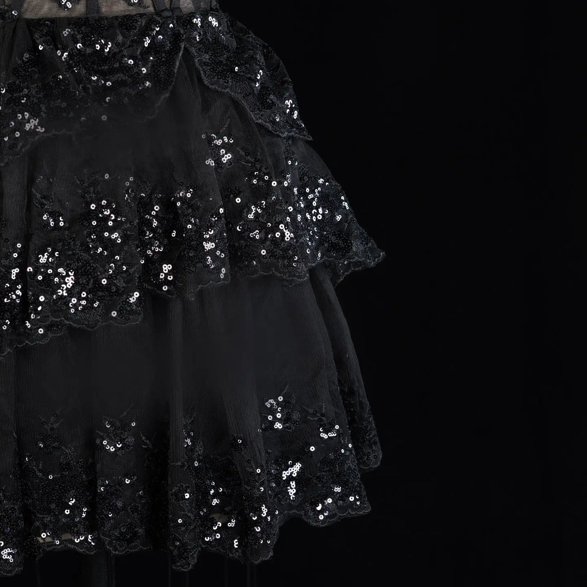 Champagne Sequin Tiered Ballgown Homecoming Dress RM156 Sheer Fairy
