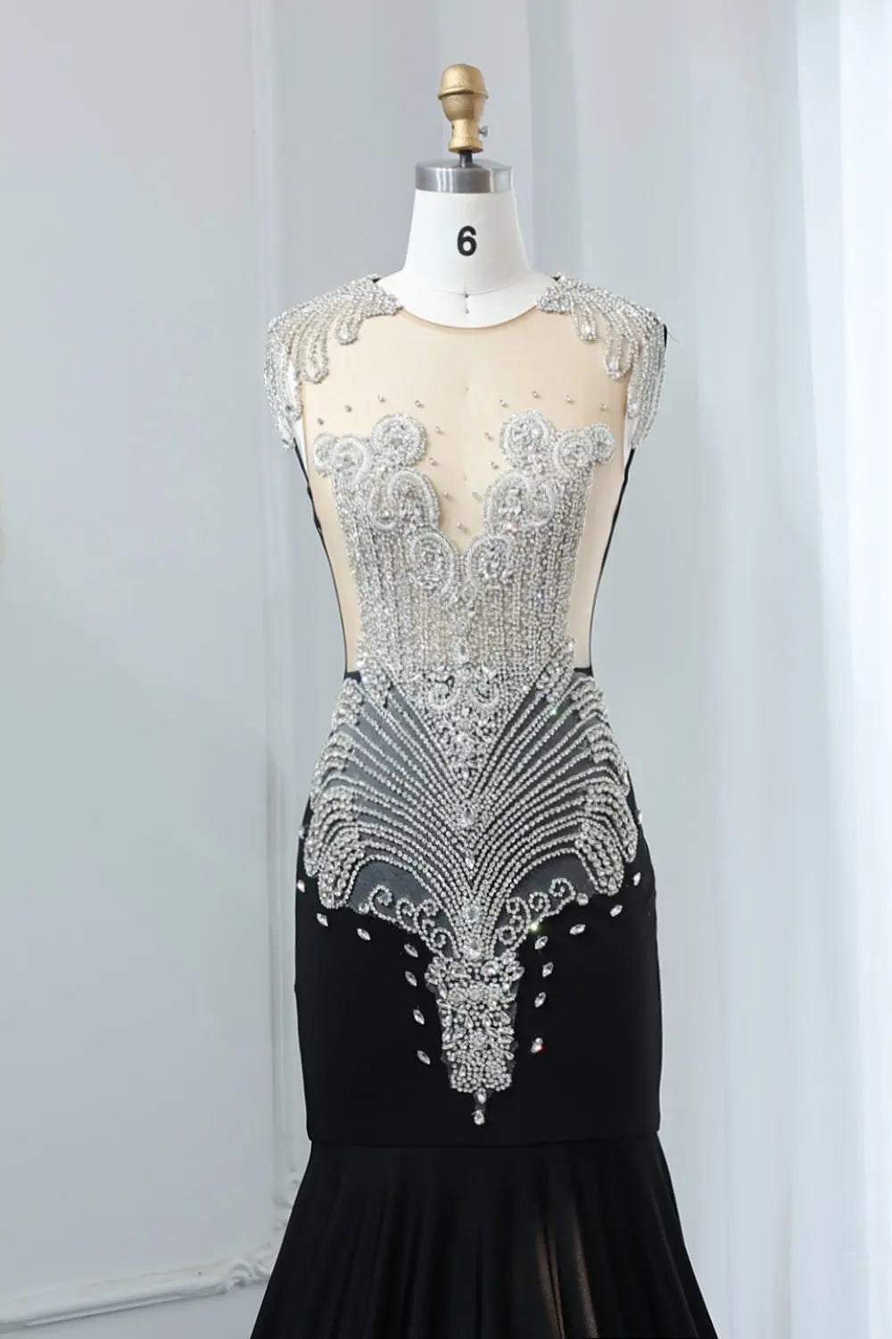 Crystal High Neck Rhinestone Mermaid Prom Dress SH017 Sheer Fairy
