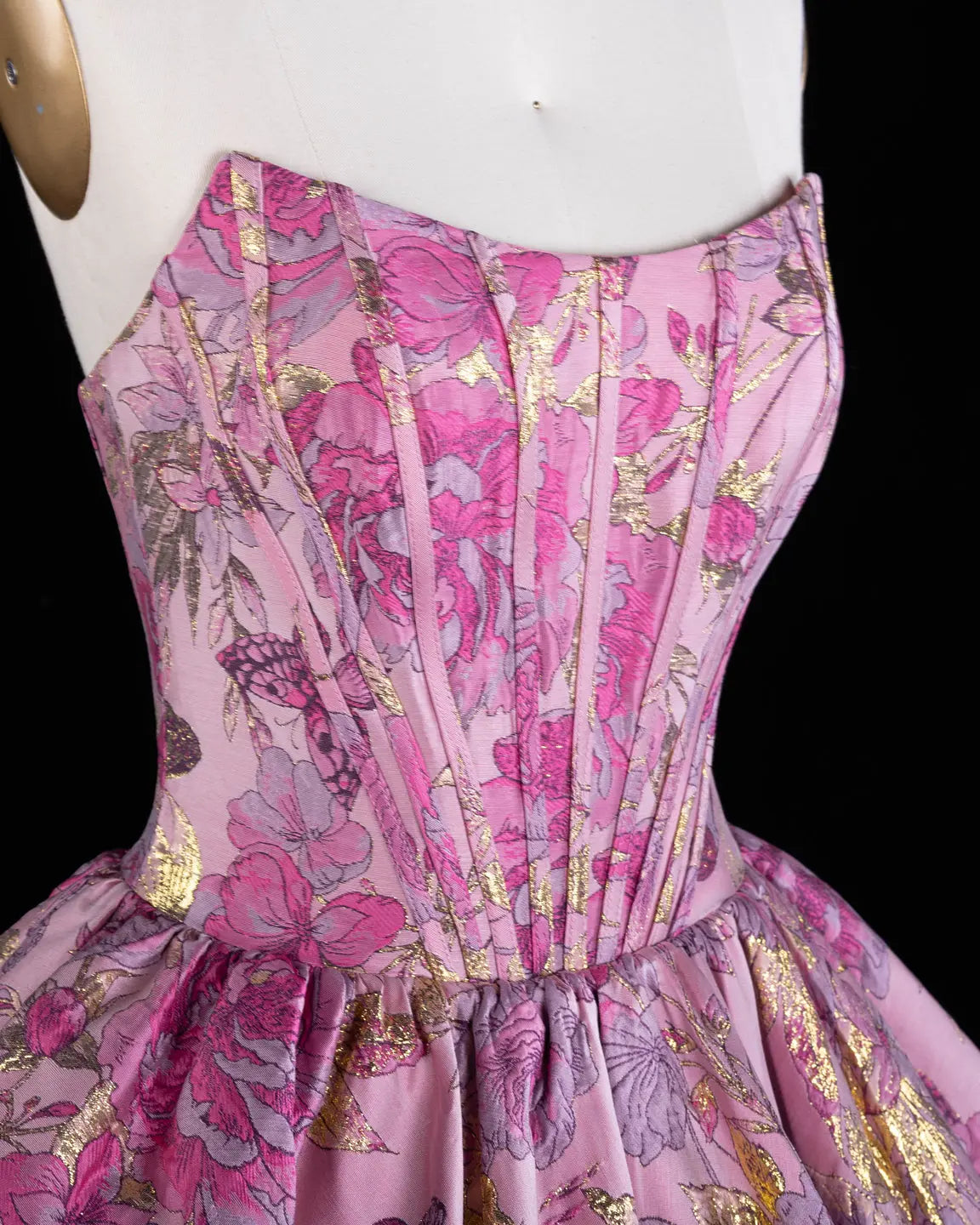 Exquisite Pink Jacquard Corset Homecoming Dress Sheer Fairy