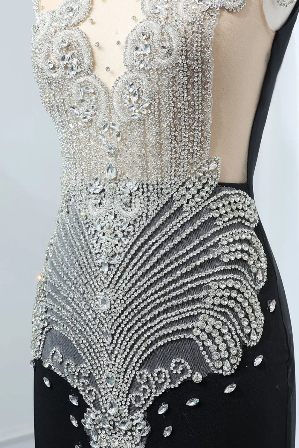 Crystal High Neck Rhinestone Mermaid Prom Dress SH017 Sheer Fairy