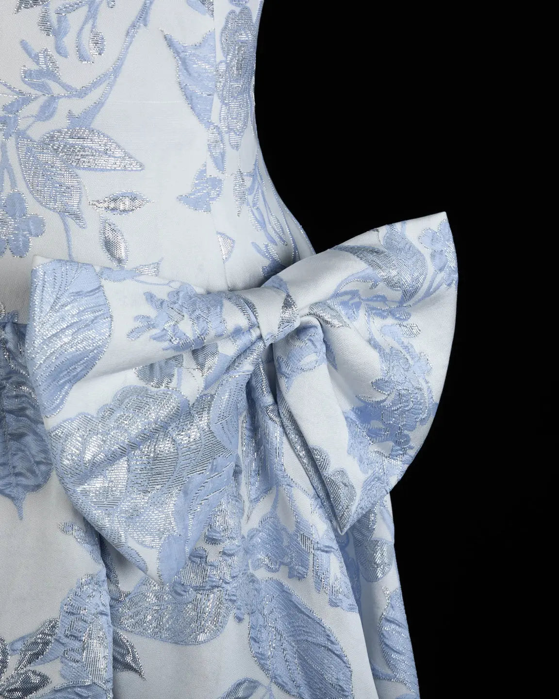 Stunning Blue Floral Jacquard Homecoming Dress Sheer Fairy