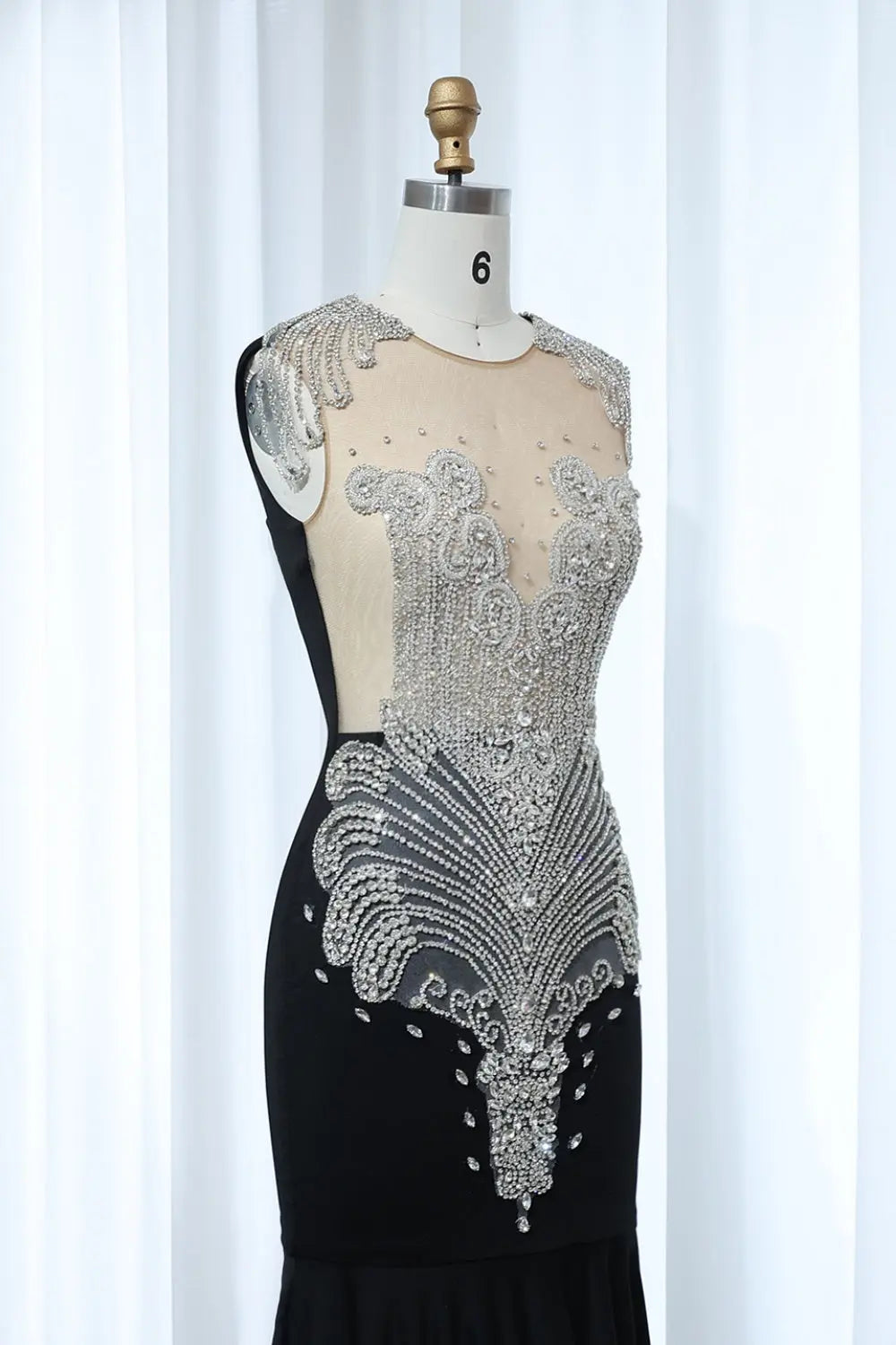 Crystal High Neck Rhinestone Mermaid Prom Dress SH017 Sheer Fairy