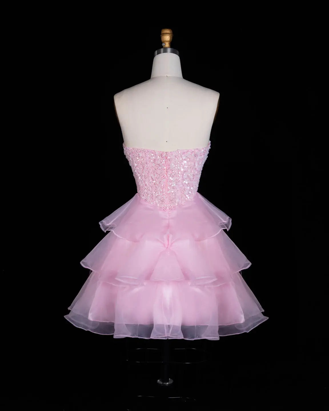 Exquisite Pink Strapless Tiered Homecoming Dress Sheer Fairy