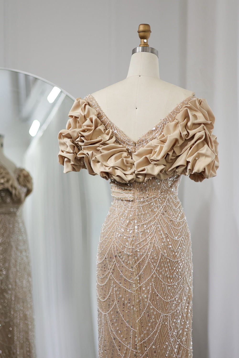 Elegant Off Shoulder Mermaid Sage Green Slit Evening Dress SS288 Sheer Fairy