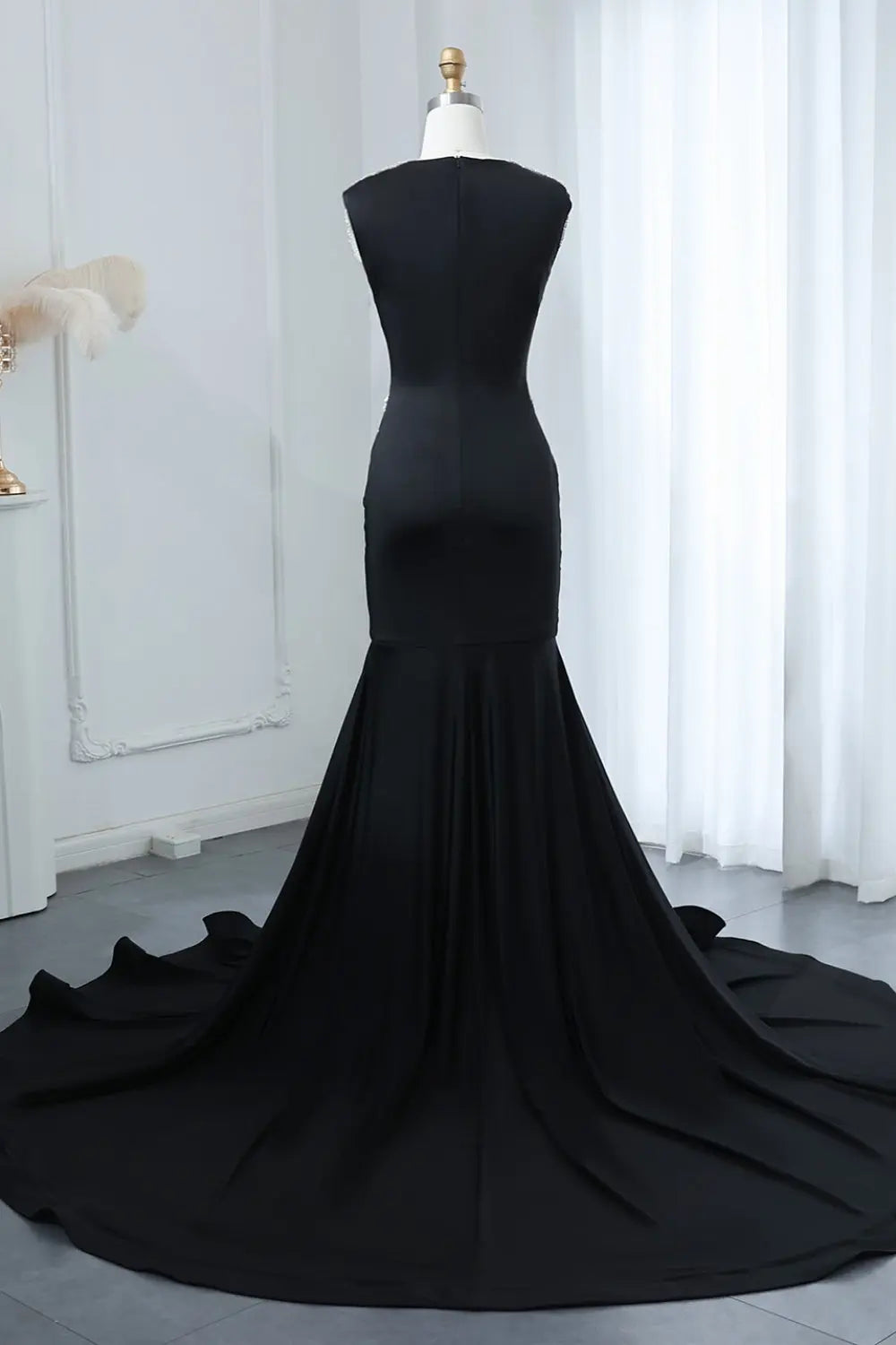 Crystal High Neck Rhinestone Mermaid Prom Dress SH017 Sheer Fairy