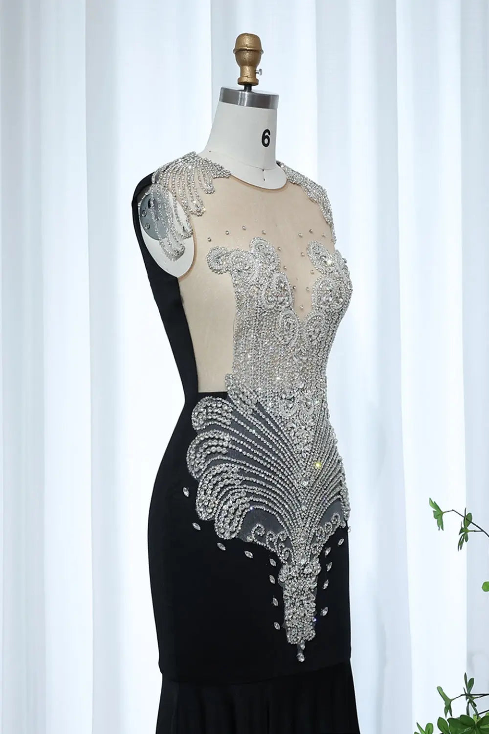 Crystal High Neck Rhinestone Mermaid Prom Dress SH017 Sheer Fairy