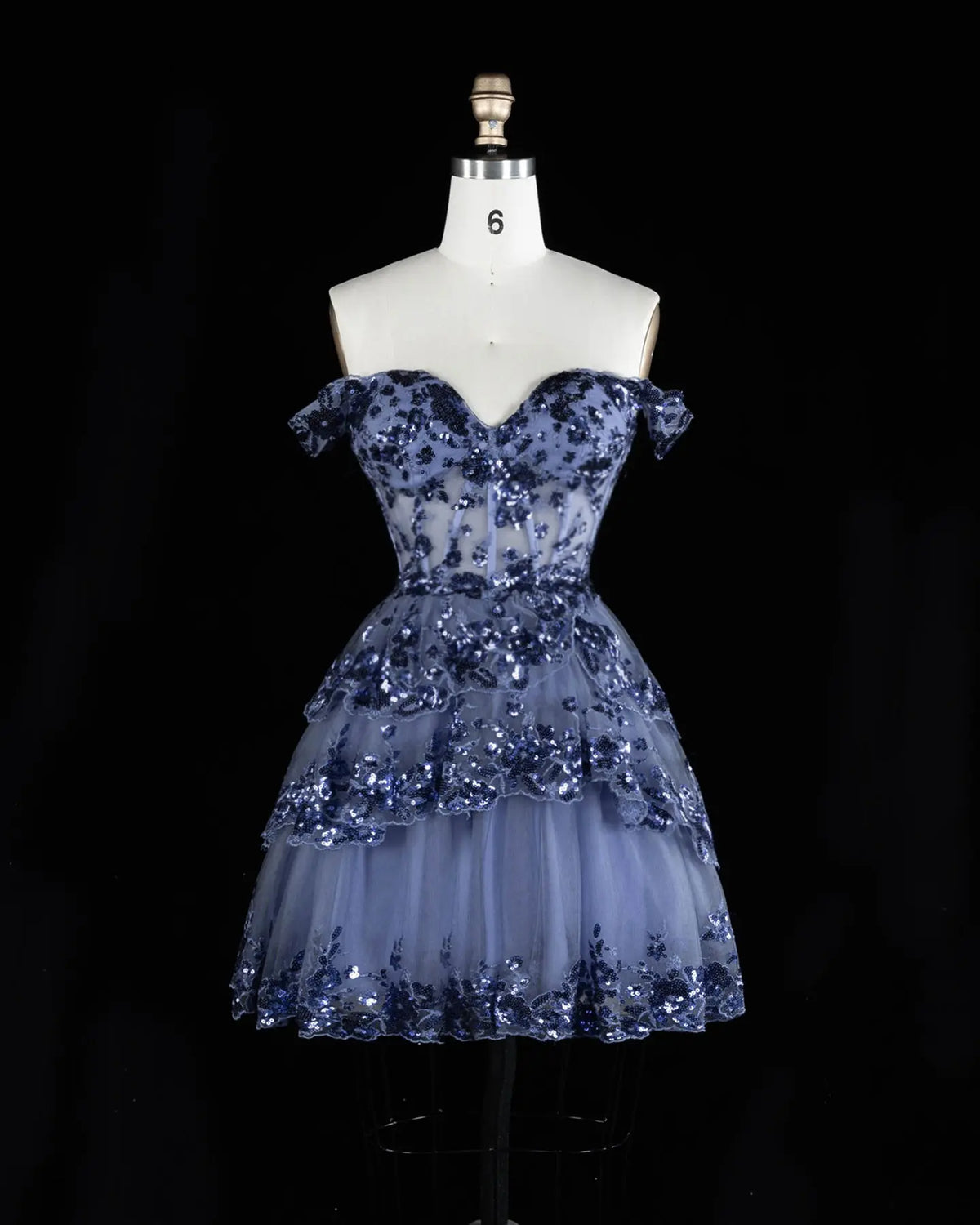 Champagne Sequin Tiered Ballgown Homecoming Dress RM156 Sheer Fairy