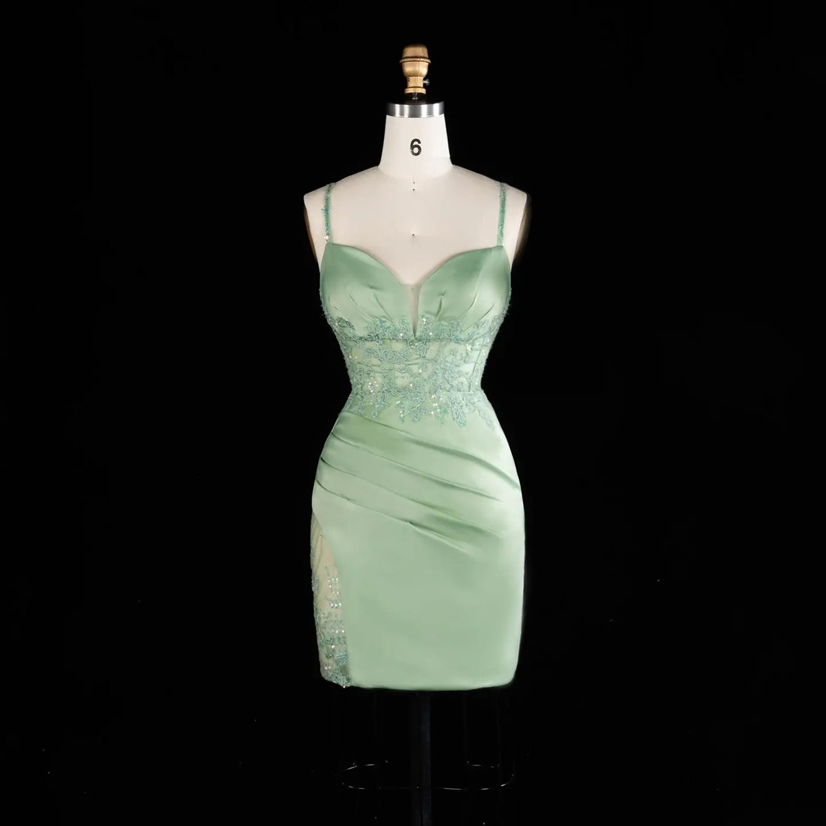 Sage Green Satin Strapless Sheath Mini Homecoming Dress RM173 Sheer Fairy