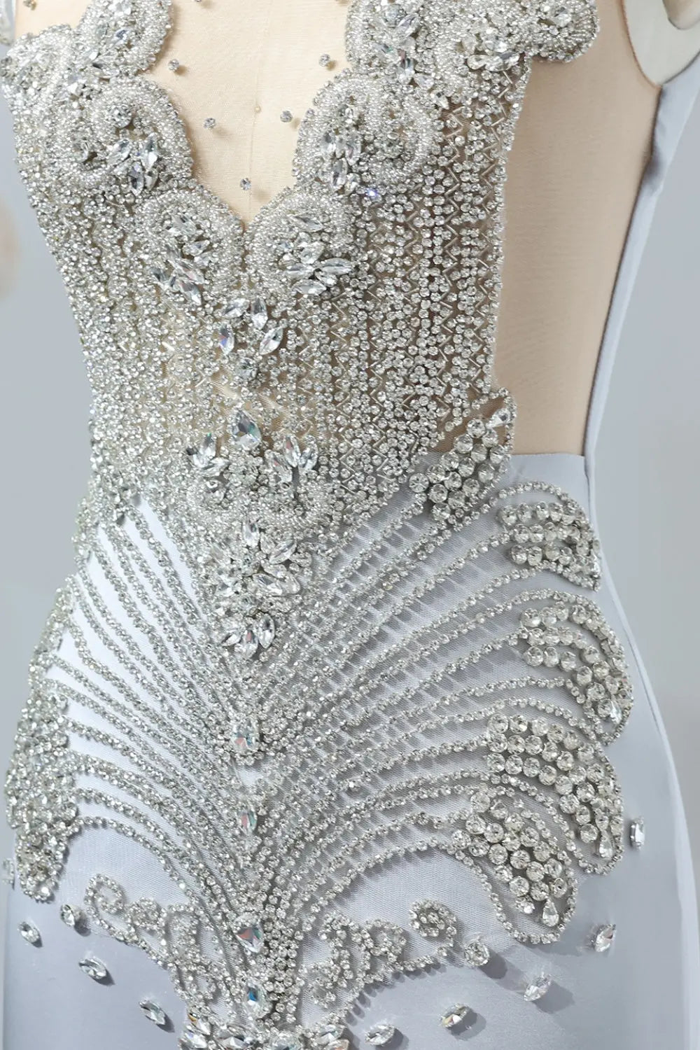 Crystal High Neck Rhinestone Mermaid Prom Dress SH017 Sheer Fairy