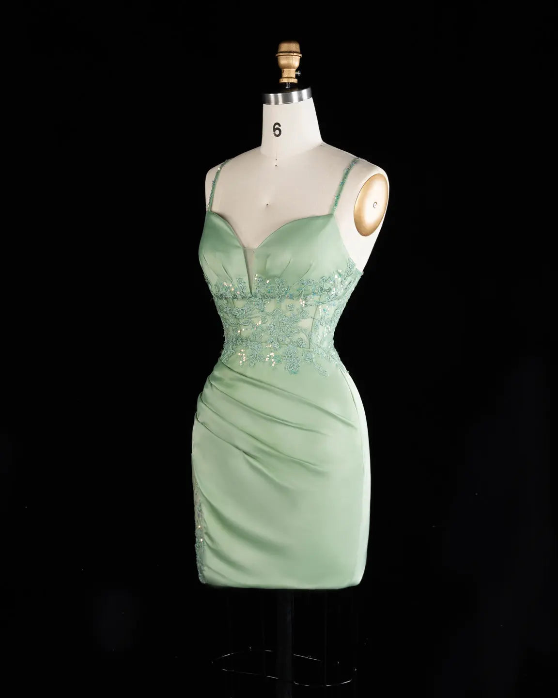 Sage Green Satin Strapless Sheath Mini Homecoming Dress RM173 Sheer Fairy