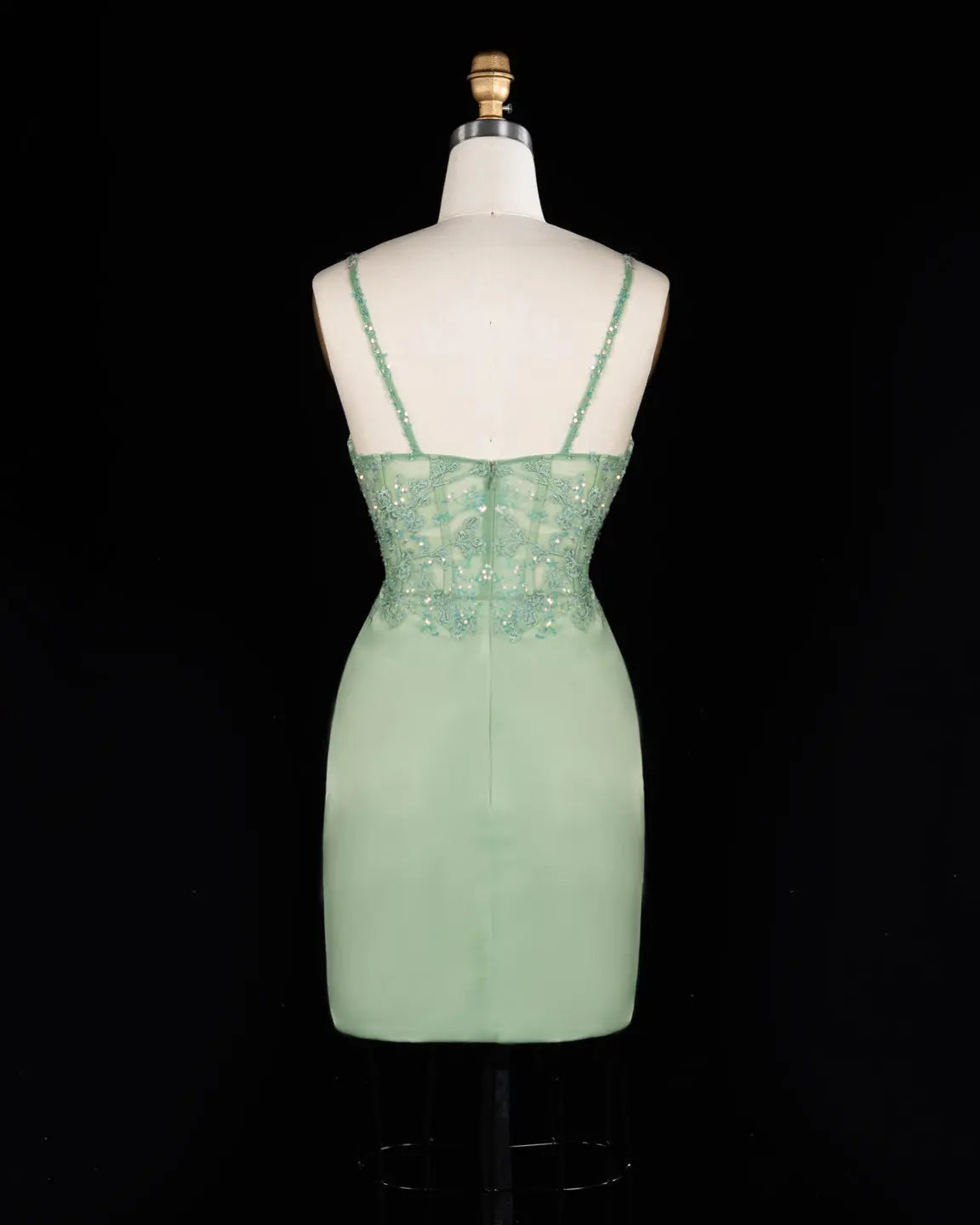 Sage Green Satin Strapless Sheath Mini Homecoming Dress RM173 Sheer Fairy