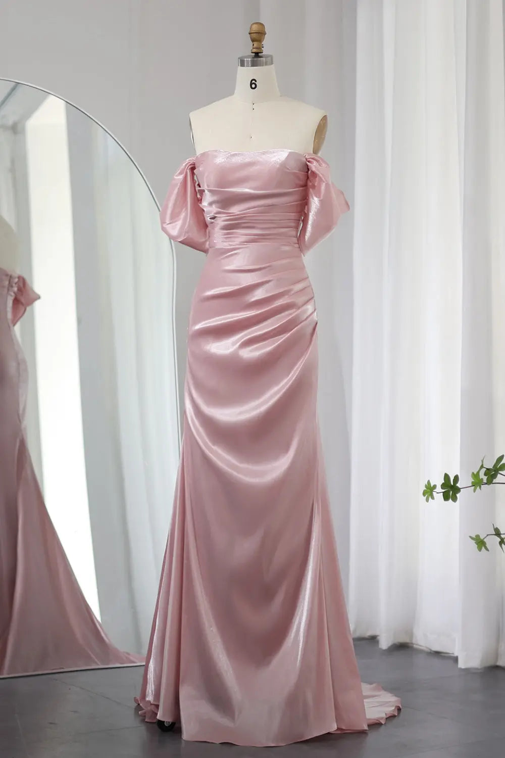Elegant Off Shoulder Arabic Mermaid Beige Evening Dress SF001 Sheer Fairy