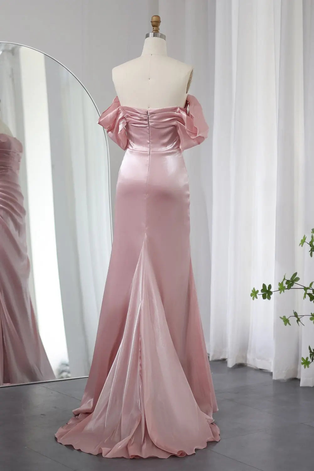 Elegant Off Shoulder Arabic Mermaid Beige Evening Dress SF001 Sheer Fairy
