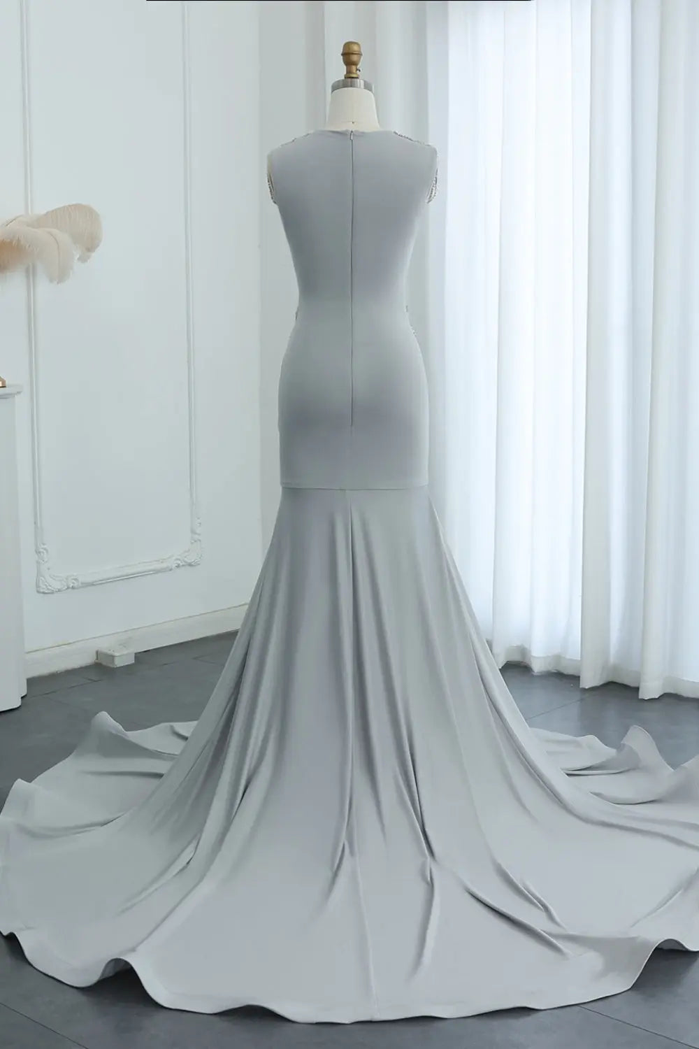 Crystal High Neck Rhinestone Mermaid Prom Dress SH017 Sheer Fairy
