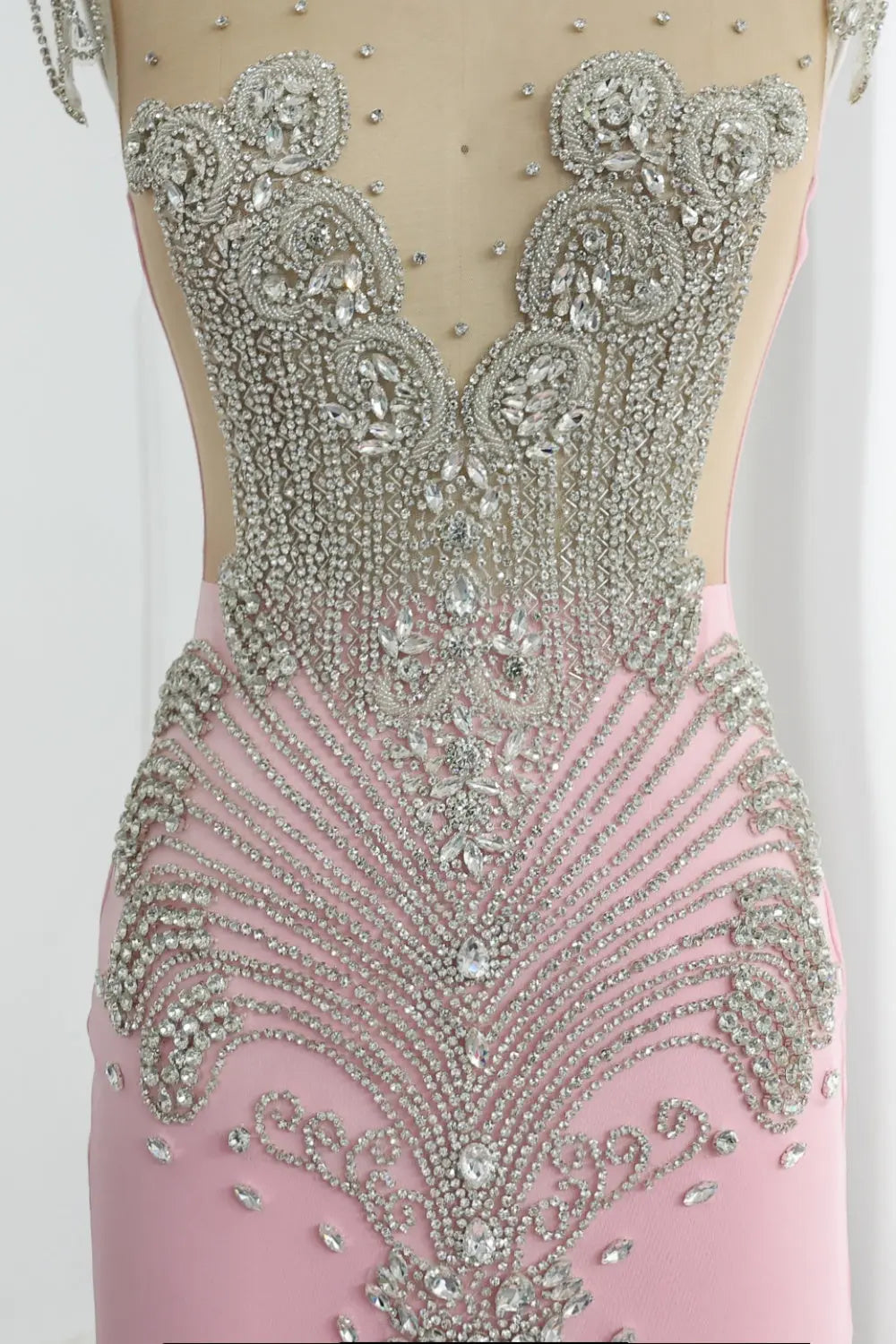 Crystal High Neck Rhinestone Mermaid Prom Dress SH017 Sheer Fairy