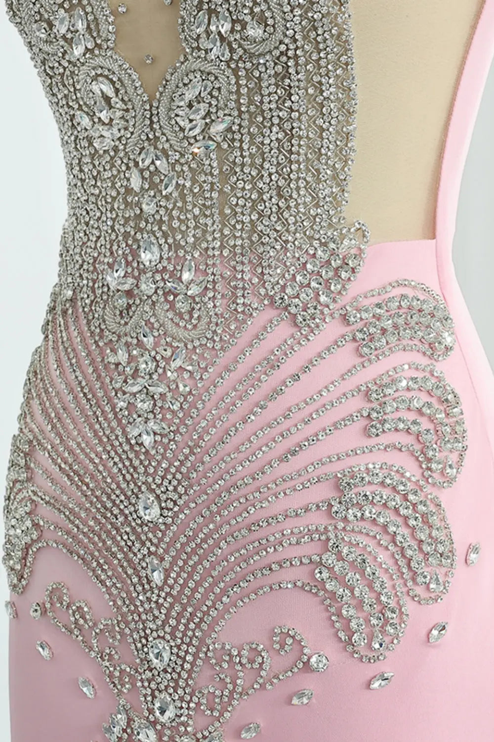 Crystal High Neck Rhinestone Mermaid Prom Dress SH017 Sheer Fairy