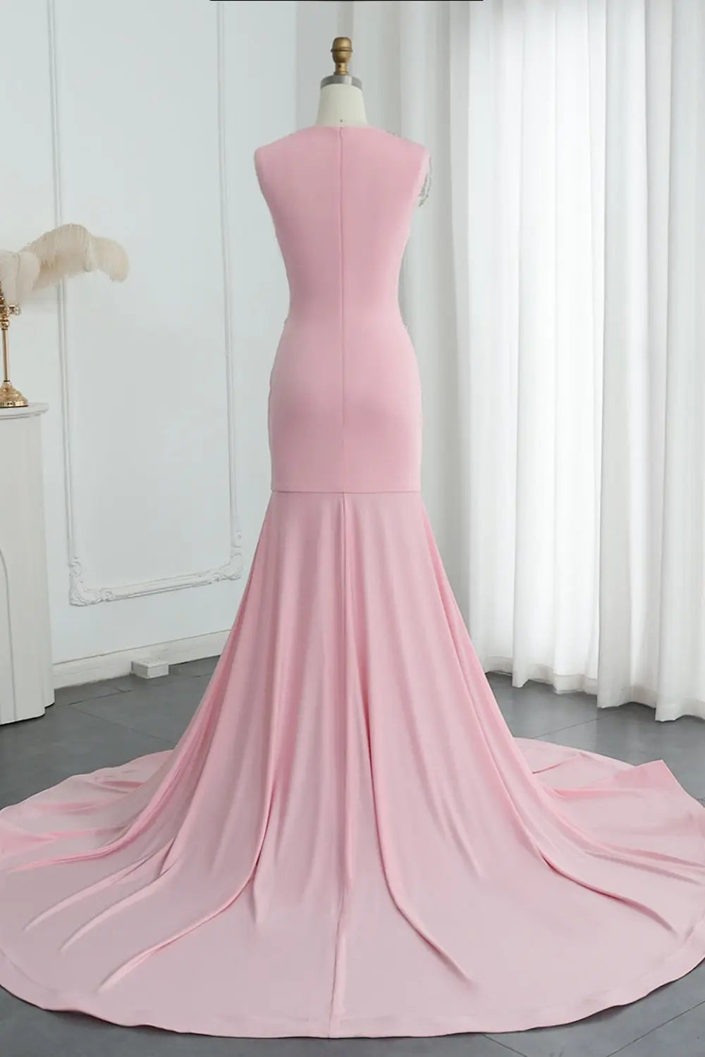 Crystal High Neck Rhinestone Mermaid Prom Dress SH017 Sheer Fairy