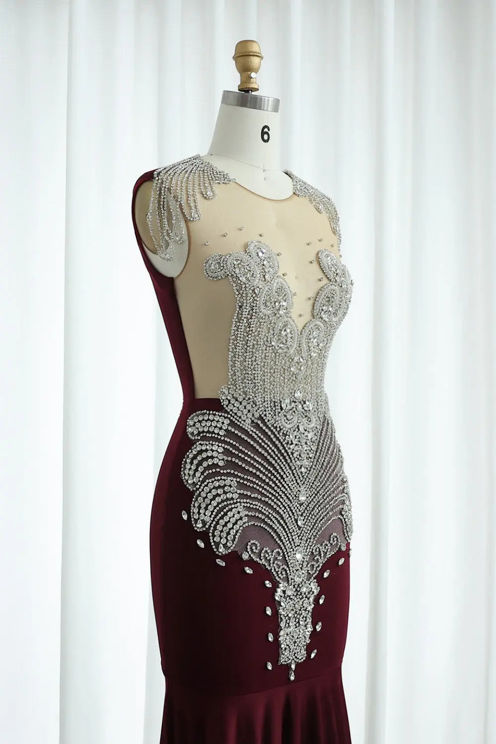Crystal High Neck Rhinestone Mermaid Prom Dress SH017 Sheer Fairy