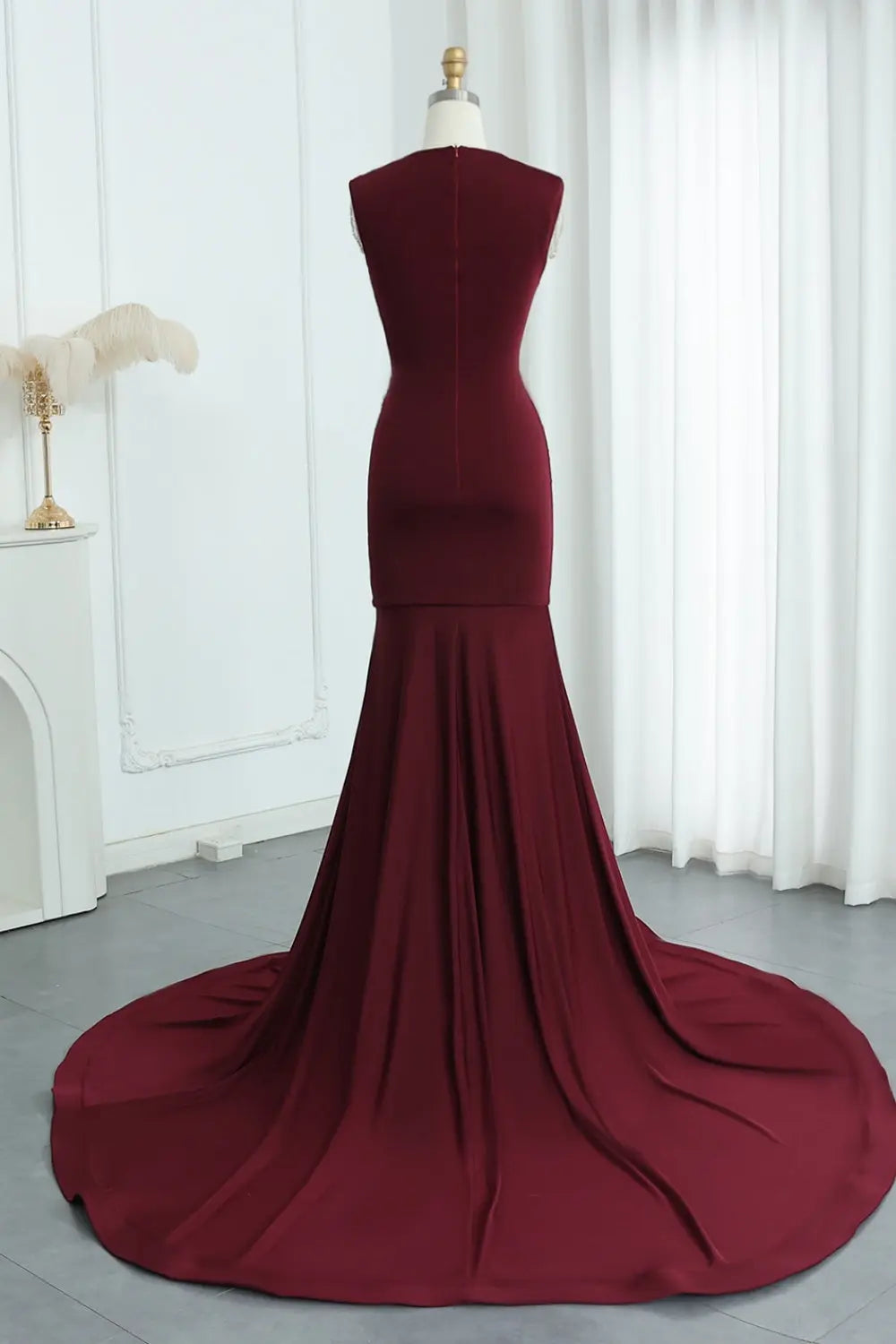 Crystal High Neck Rhinestone Mermaid Prom Dress SH017 Sheer Fairy