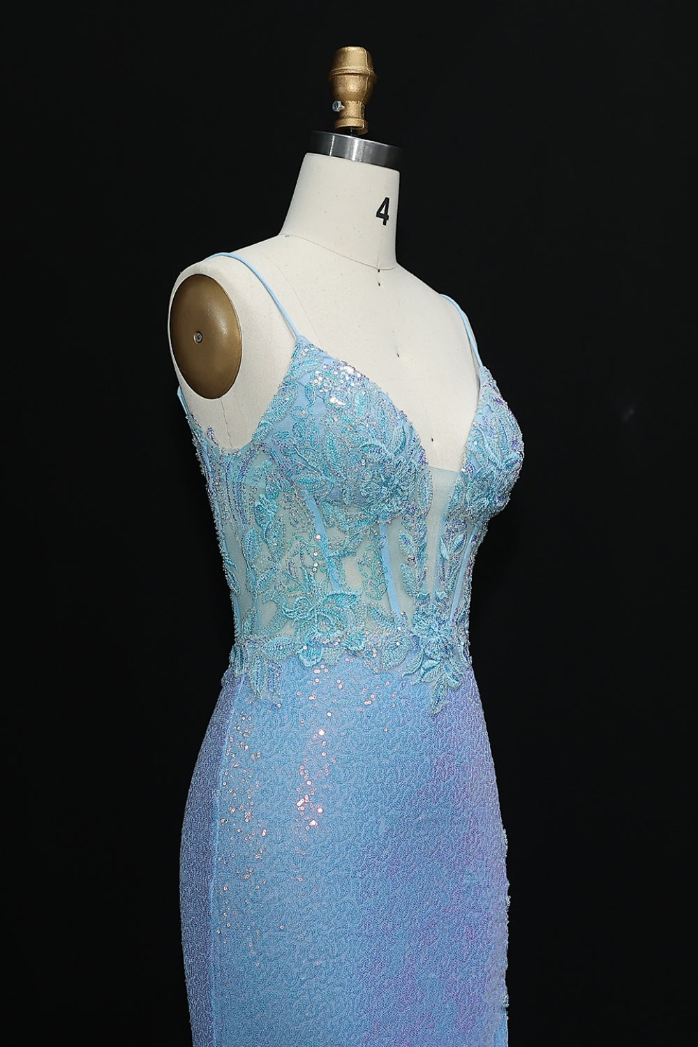 Sage Green Beaded Keyhole A-Line Prom Dress with Short Sleeves SH502 Sheer Fairy