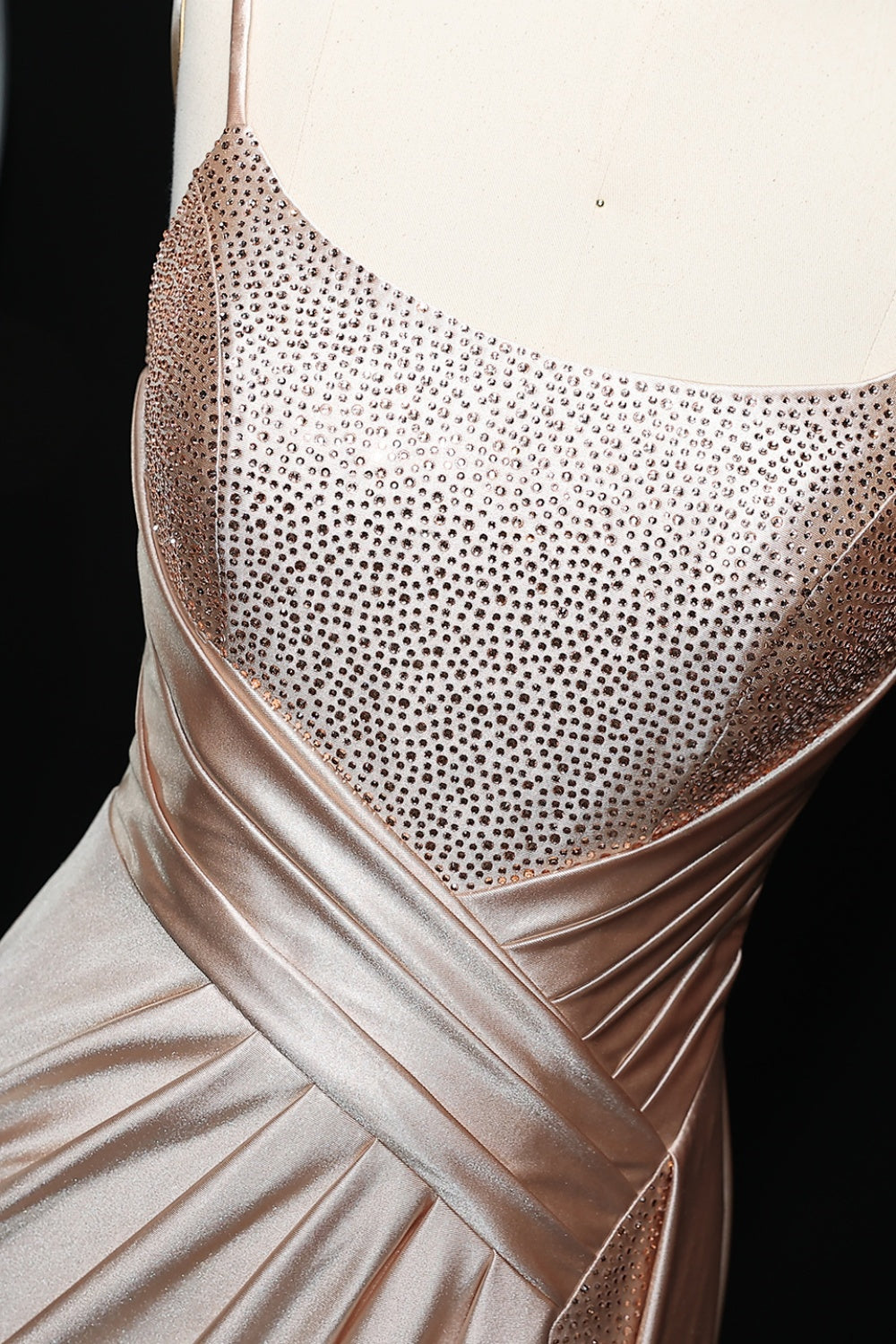 Blush Satin Square Neck Sheath Champagne Prom Dress SH503 Sheer Fairy