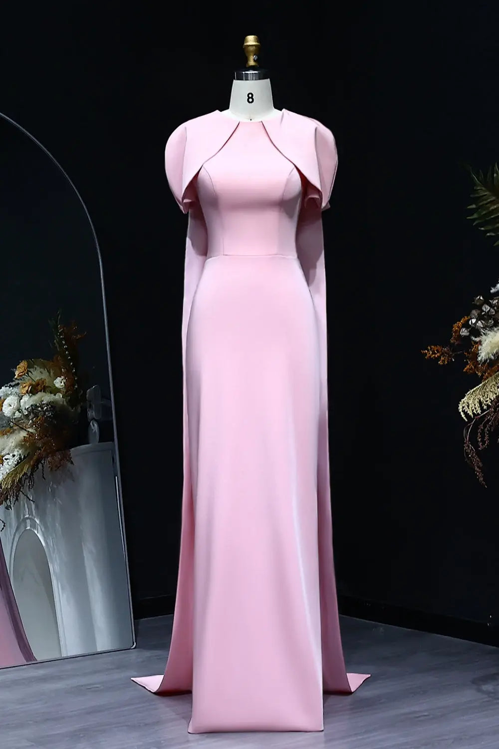 Simple Lilac Straight Evening Dress with Cape SF033 Sheer Fairy