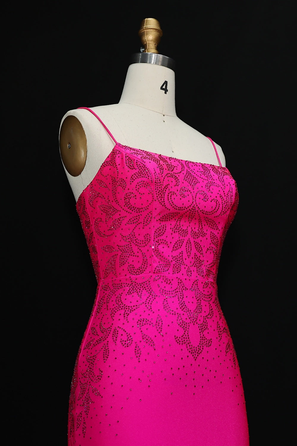 Fuchsia Satin Spaghetti Straps Mermaid Prom Dress SH510 Sheer Fairy