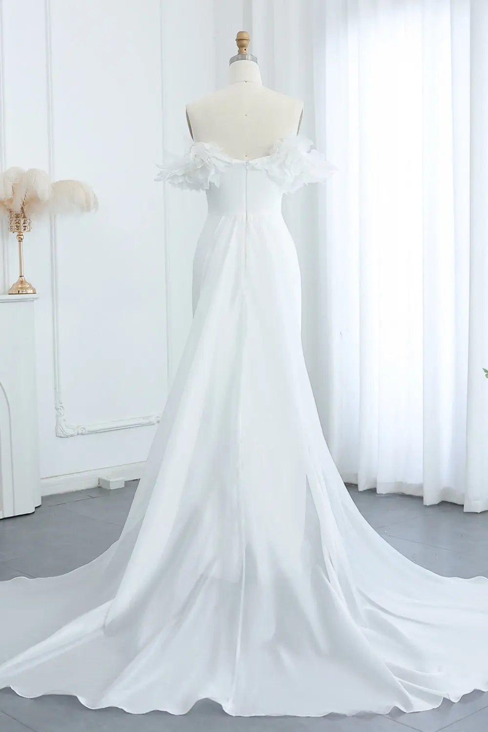 Elegant 3D Flowers Light Yellow Evening Dress with Overskirt SF013 Sheer Fairy