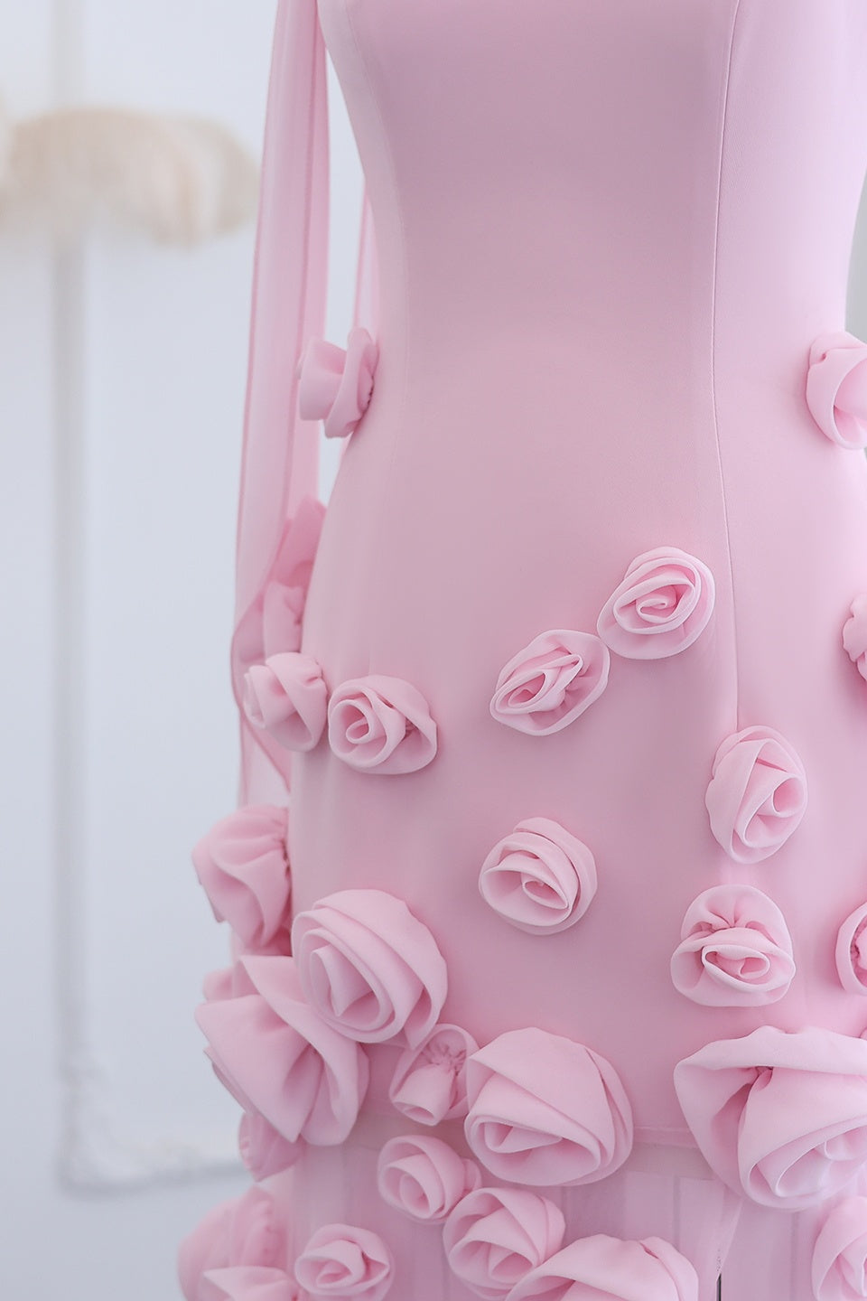 Modest 3D Rose Strapless Mermaid Evening Dress with Train SS207