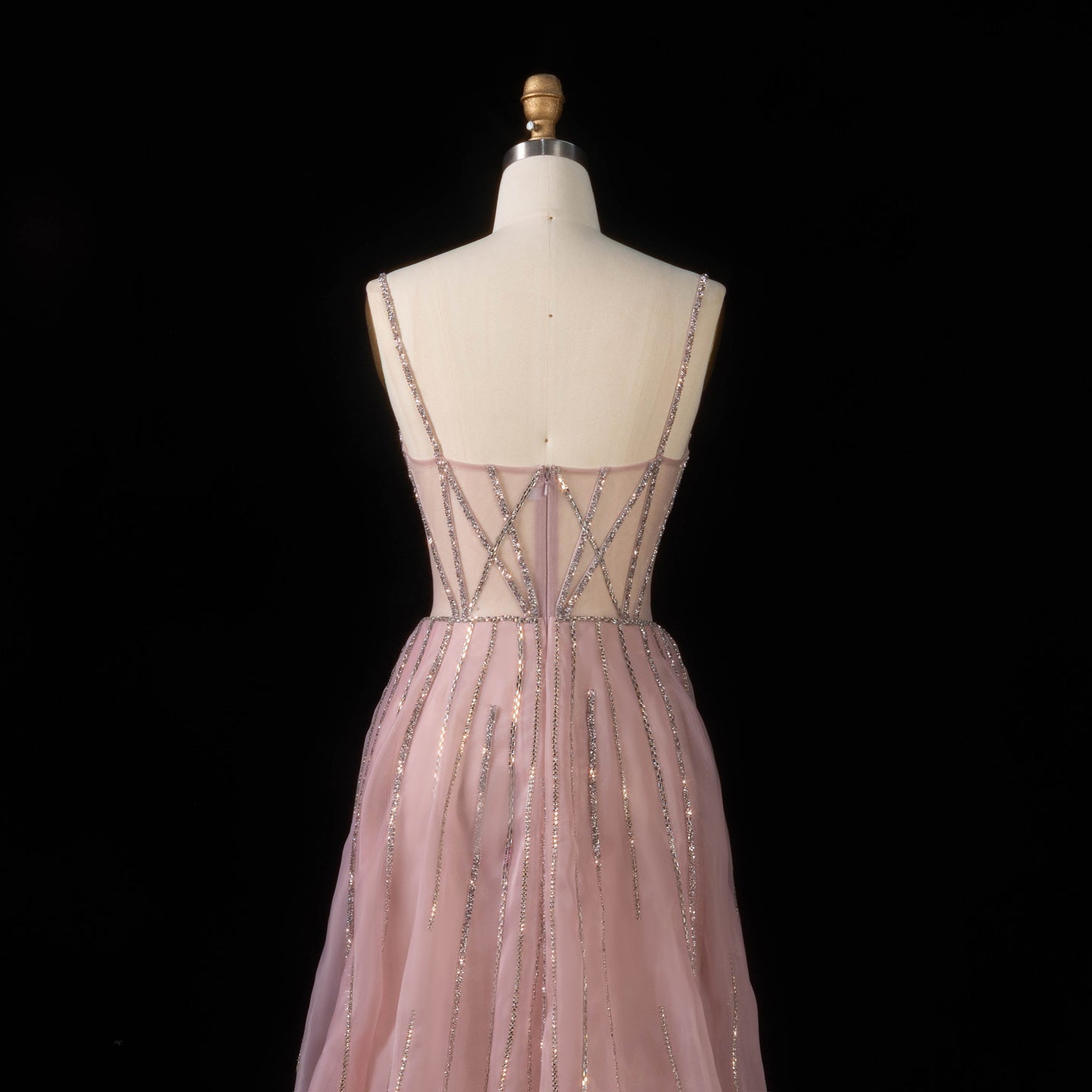 Luxury Illusion Corset Beaded Prom Dress with Detachable Organza Train SH056 Sheer Fairy