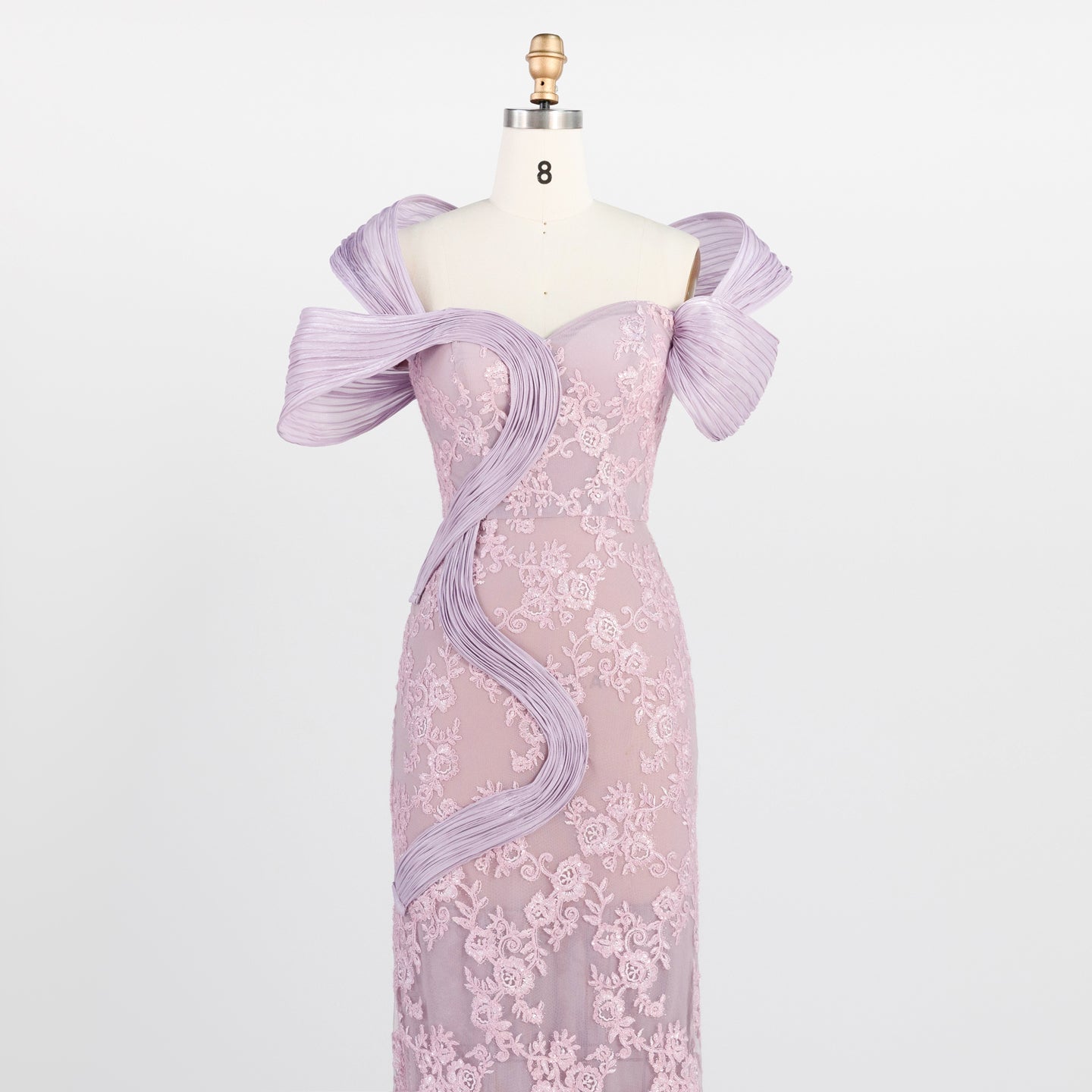 Pink Floral Lace Formal Evening Dress Off the Shoulder Mermaid Prom Dress with 3D Detail ST011 Sheer Fairy