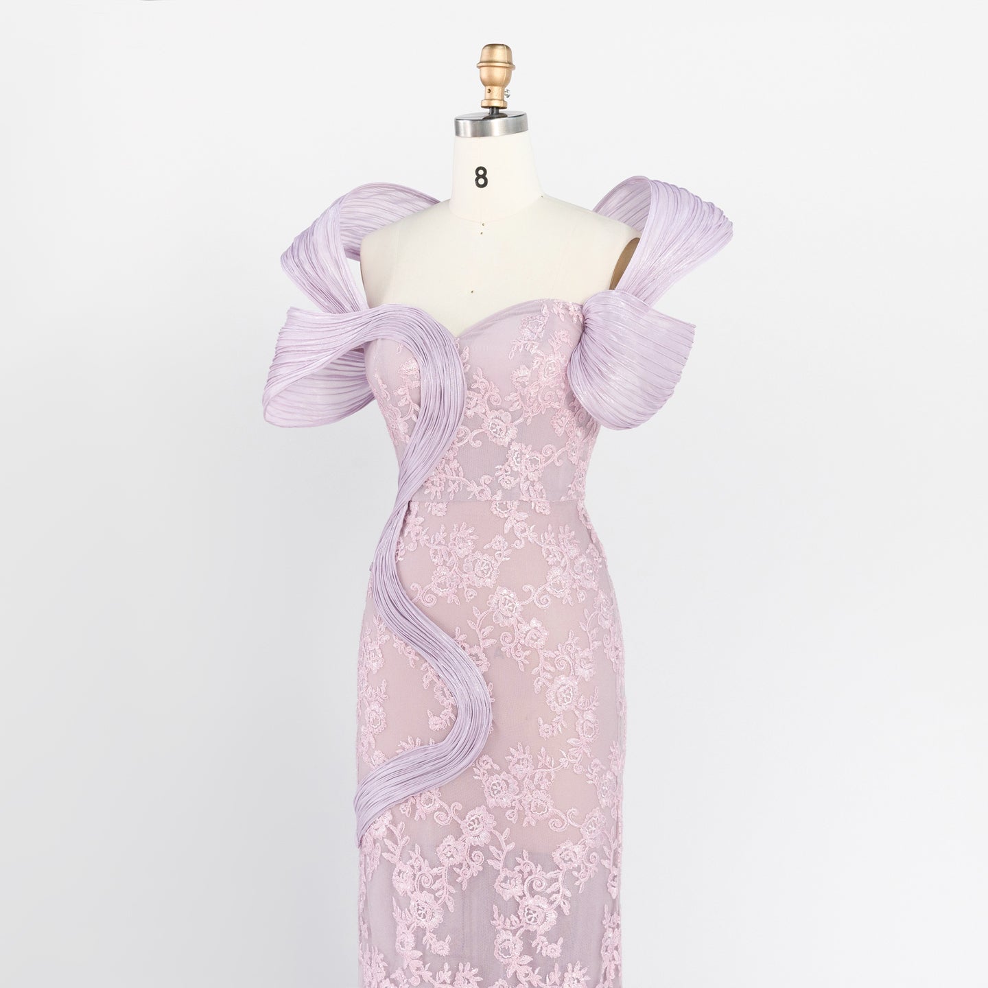 Pink Floral Lace Formal Evening Dress Off the Shoulder Mermaid Prom Dress with 3D Detail ST011 Sheer Fairy
