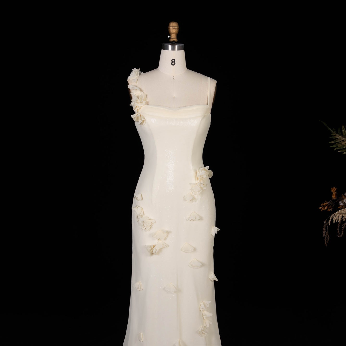 Light Yellow 3D Floral Chiffon Mermaid Evening Dress SF438 Sheer Fairy