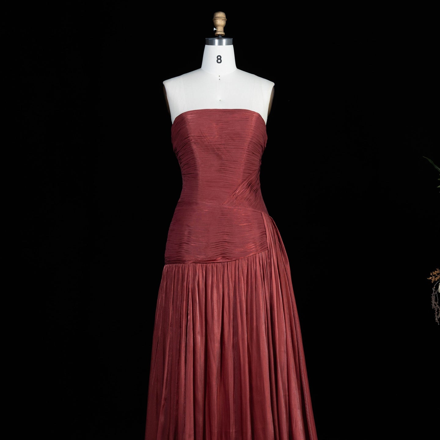 Burgundy Shimmer Satin Strapless Off Shoulder A-Line Evening Dress SF175 Sheer Fairy