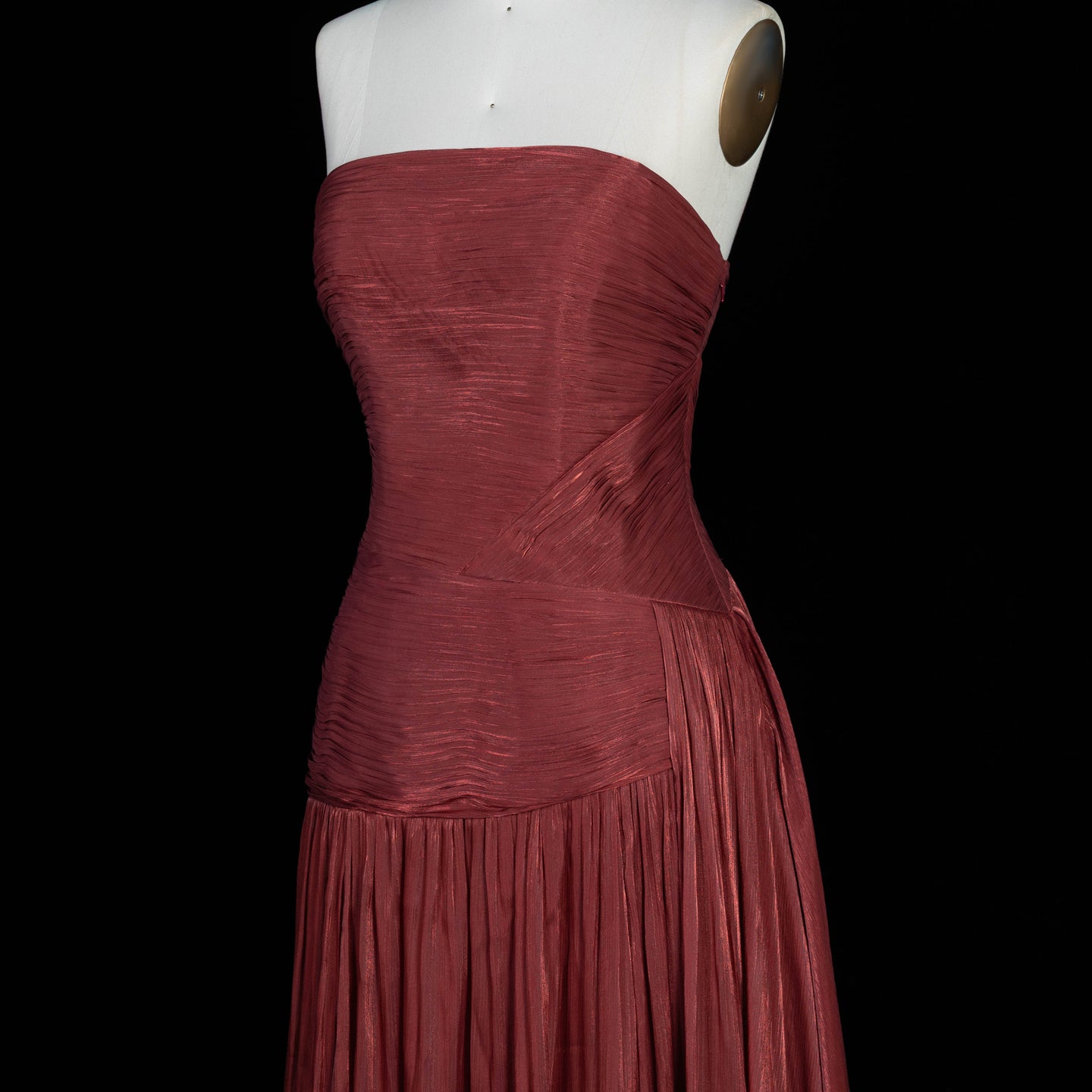 Burgundy Shimmer Satin Strapless Off Shoulder A-Line Evening Dress SF175 Sheer Fairy