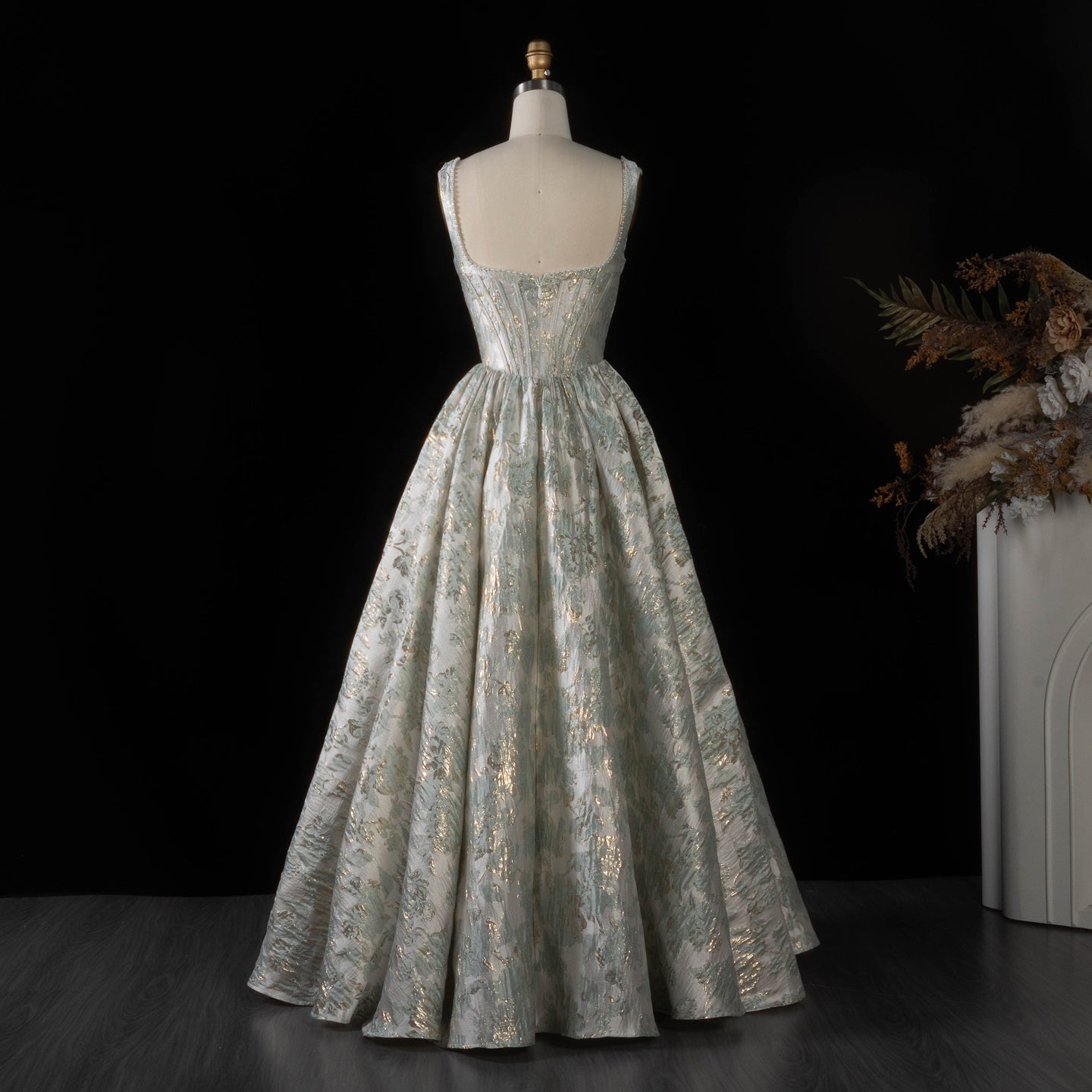 Glamorous Sage Green Corset Prom Dress with Structured Bodice SH182 Sheer Fairy