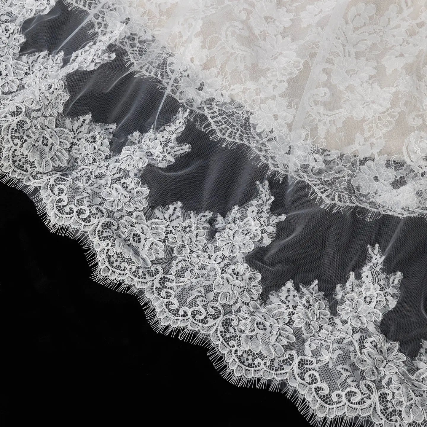 Ivory Lace Mermaid Off-the-Shoulder Long Sleeve Wedding Dress with 3D Floral SW171 Sheer Fairy