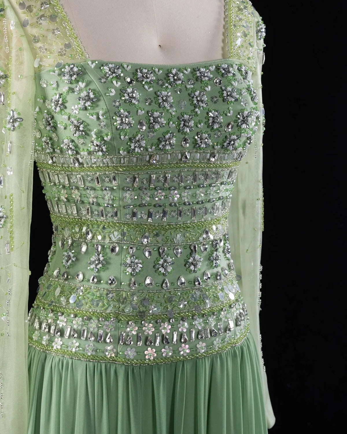 Beaded Chiffon A-Line Strapless Mermaid Evening Dress SS539 Sheer Fairy