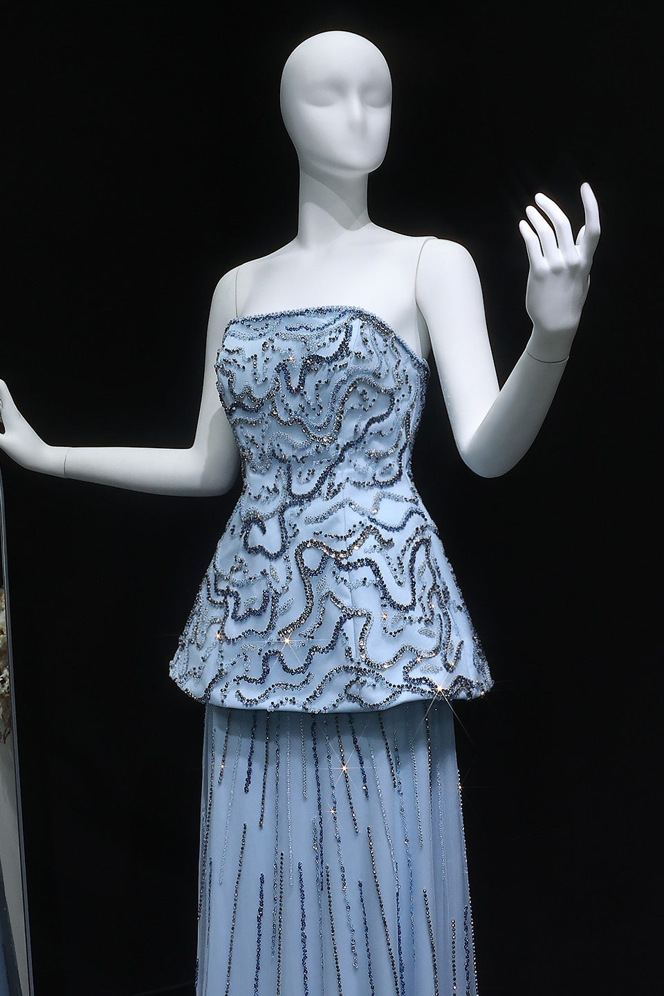 Luxury Two-Piece Peplum Beaded Fringe Evening Dress SS218 Sheer Fairy